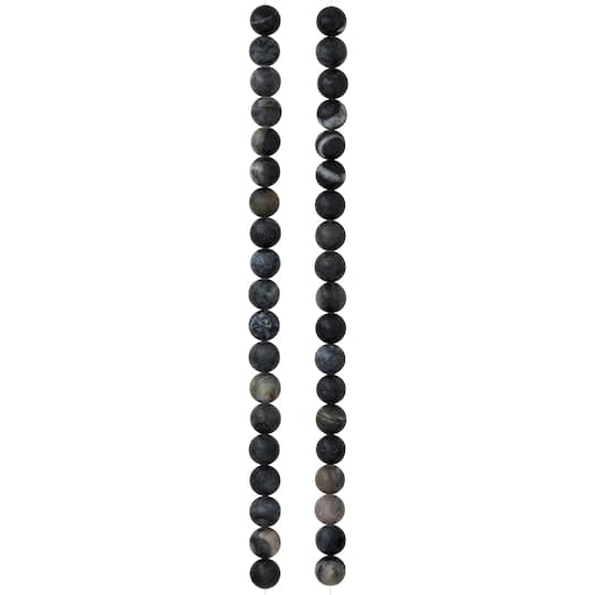 12 Pack: Black Network Stone Round Beads, 8mm by Bead Landing™